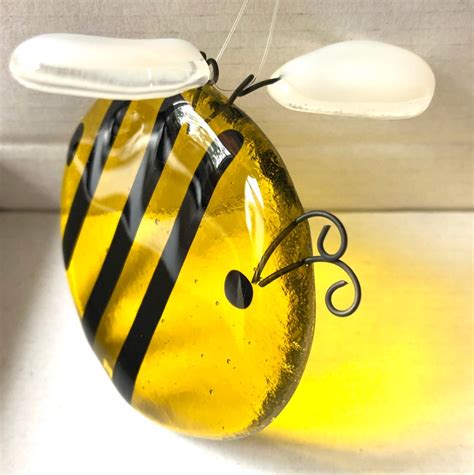 Bumble Bee Hanging Ornament For Window Fused Glass Garden Etsy Uk