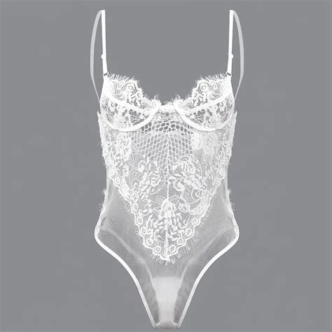 Deep V Lace White Swan Sexy Lingeriewomen Teddies Hollow Out Fishnet