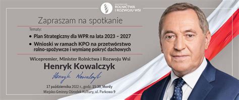 Zaproszenie Na Spotkanie Z Wicepremierem Ministrem Rolnictwa I Rozwoju