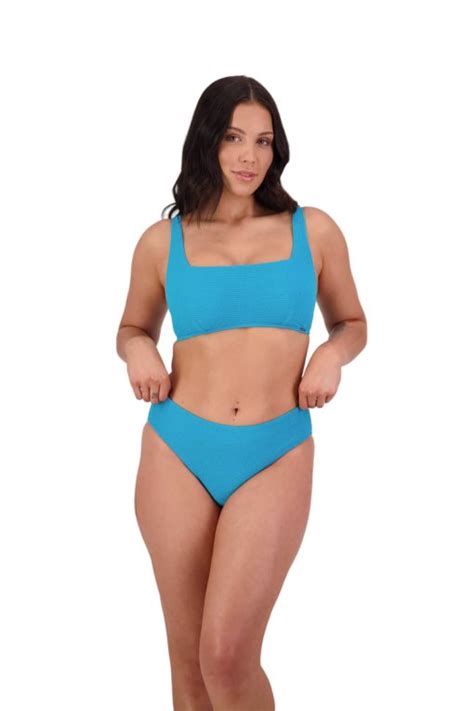 Retro Deco Underwired Square Neck Bikini Top In Teal Moontide Swimwear