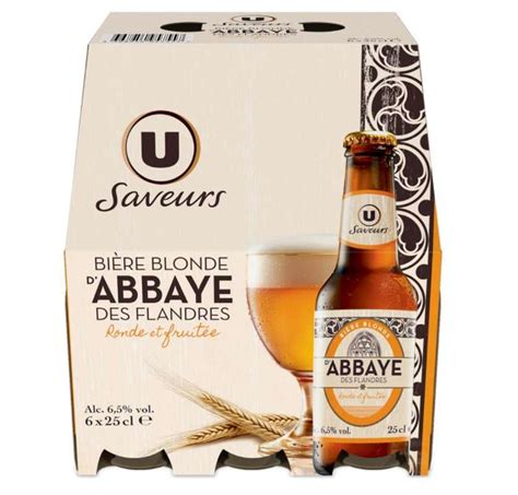 Pack de bière blonde d Abbaye des Flandres 6 5 U Saveurs 6 x 25 cl