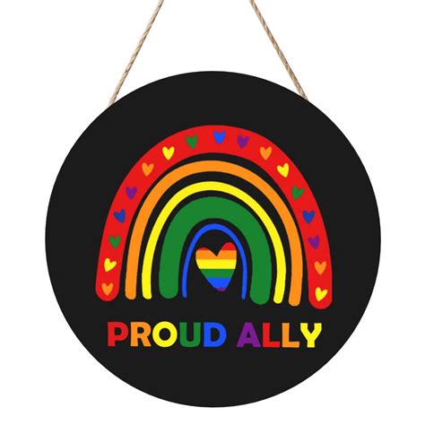Progress Pride Flag Rainbow Gay Lesbian Transgender Bisexual Lgbtq Wooden Hanging Sign Ornament