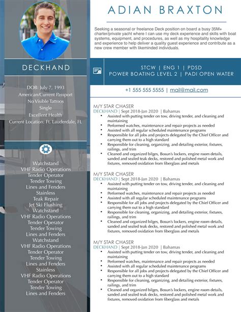 Yacht Deckhand CV Templates SUPER YACHT RESUME