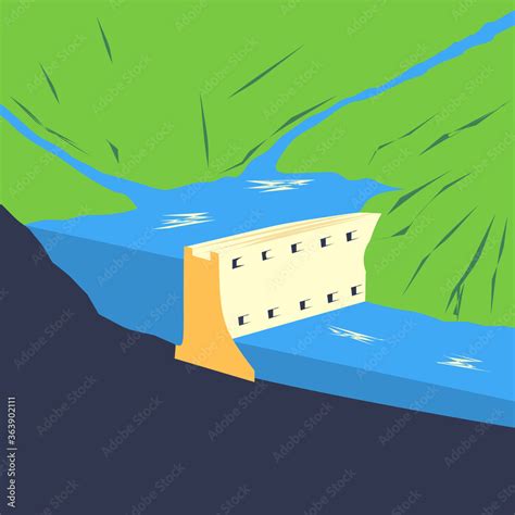 Cross section of a conventional hydroelectric dam Stock Vector | Adobe ...