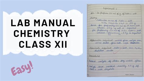 Chemestry Lab Manual Class12 Chemestry Practical File Class12