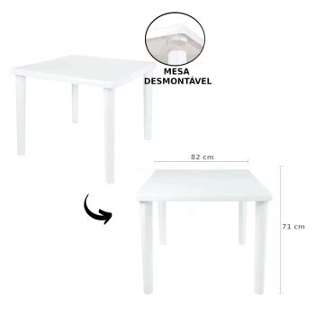 Mandiali e Shop Kit Mesa Plástica Quadrada Desmontável 4 Banquetas