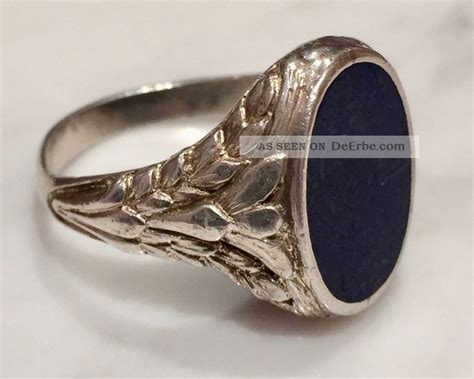 Eleganter Lapis Lazuli Ring Silbering Silber Jugendstil Siegelring