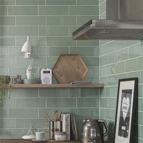 Pistachio Green Metro Kitchen Tiles From Walls And Floors With Open