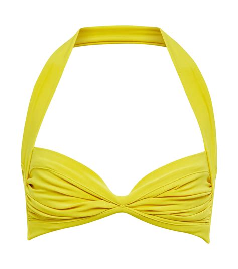 Norma Kamali Bill Shirred Bikini Top In Yellow Lyst