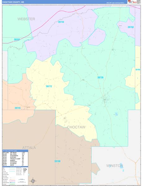 Choctaw County Ms Wall Map Color Cast Style By Marketmaps Mapsales