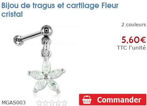 Bijou De Tragus Et Cartilage Fleur Cristal MGAS003