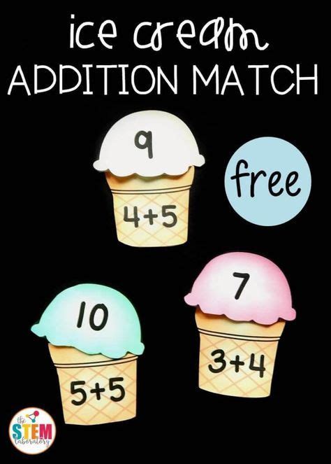 Ice Cream Addition Match Math Addition Games Kindergarten Math Activities First Grade Activities