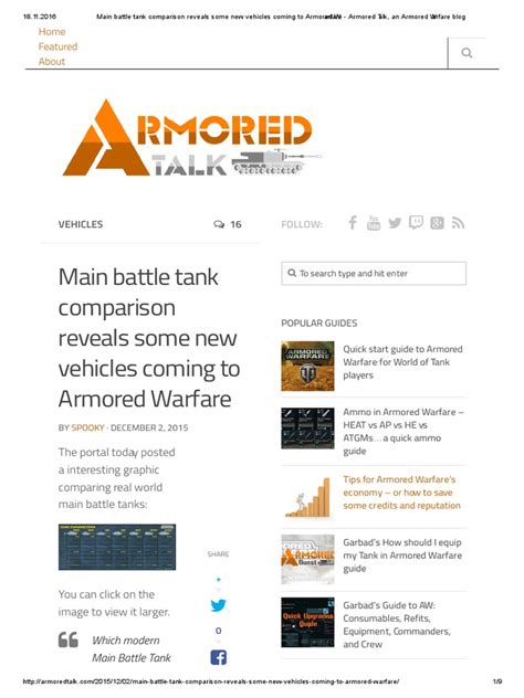 Main Battle Tank Comparison Reveals Some New Vehicles Coming To Armored ...