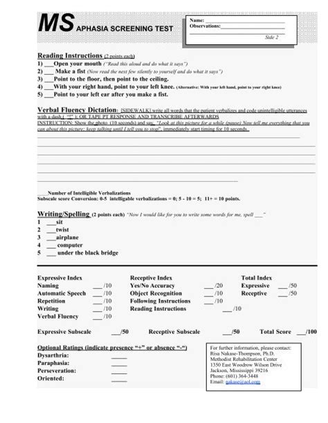 Ms Aphasia Screening Test