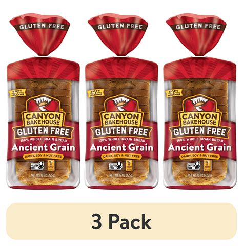 3 Pack Canyon Bakehouse Ancient Grain Gluten Free Bread 100 Whole