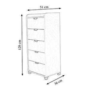 MOBİLYA SARAYI Yüksek Ahşap 5 Çekmeceli Kiler Dolabi Çok Amaçlı Dolap