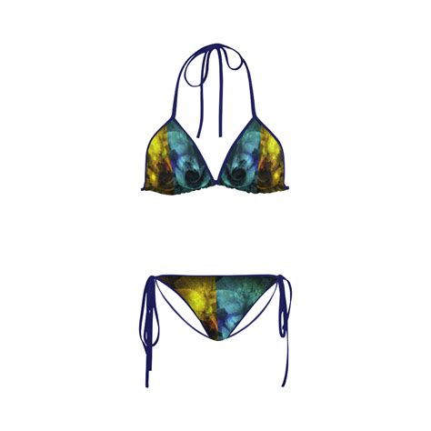 Yellow And Blue Sparkling Rose Custom Bikini Swimsuit ID D270793