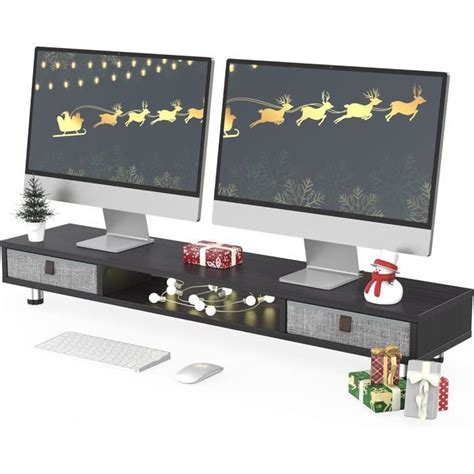 Fenge Réhausseur d Écran d Ordinateur 2 Niveaux Grand Moniteur Stand