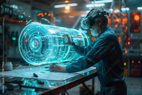 Industrial Factory Chief Engineer Wearing Ar Headset Designs A