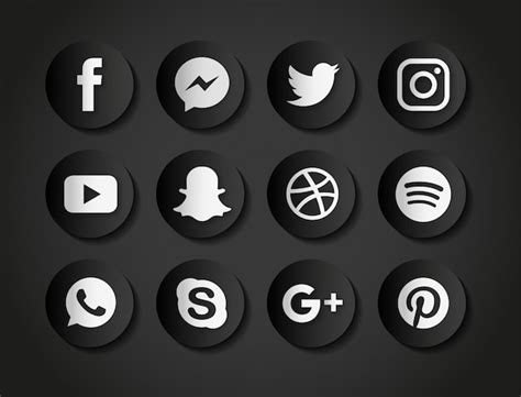 Black social media icons Vector | Free Download