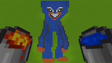 How To Draw In Minecraft Pixel Art Huggy Wuggy Youtube