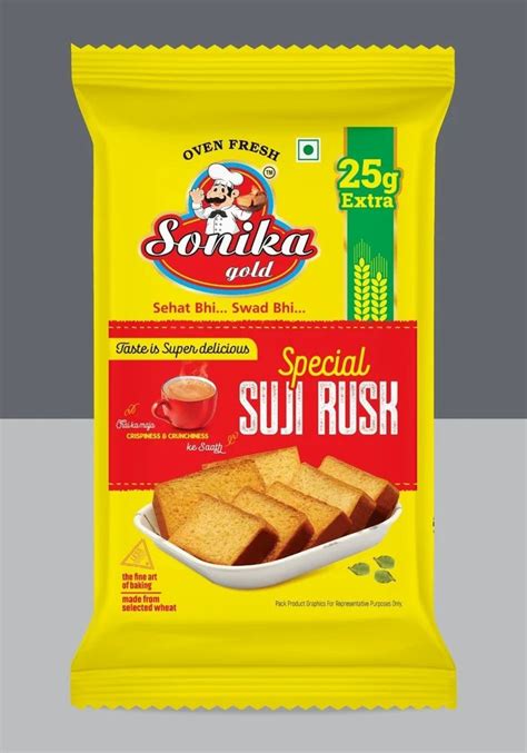 G Sonika Gold Suji Rusk Packaging Type Packet At Pack In