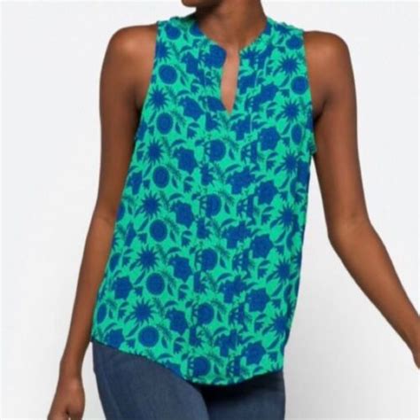 Hawthorn Stitch Fix Teal Royal Blue Sleeveless Blouse Size Xl Ebay