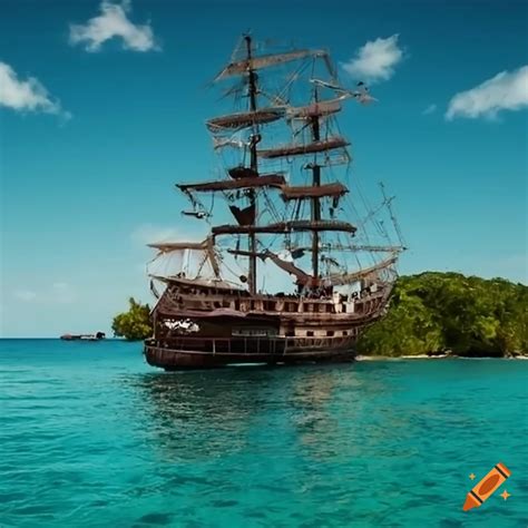 Pirate Ship Near A Tropical Island On Craiyon