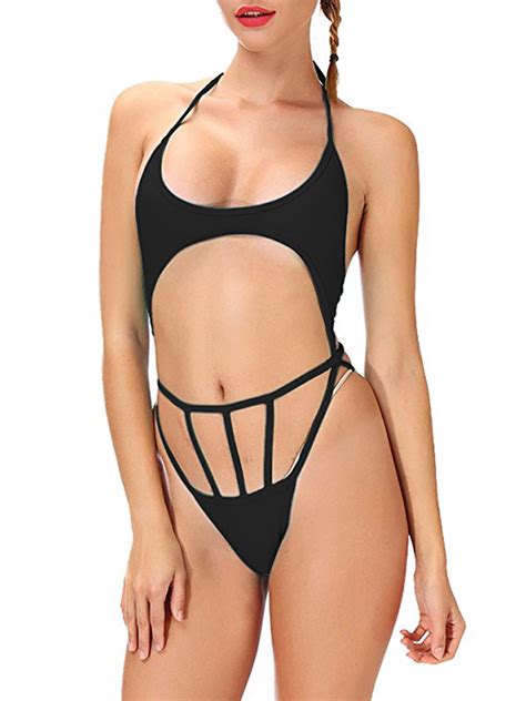 Sexy Juniors Cut Out One Piece Bathing Suits Halter Swimsuit Bikini