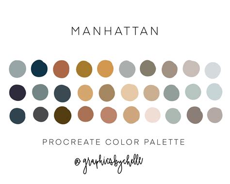 Manhattan Color Palette Procreate Swatches Color Palette Ipad Ipad Pro Procreate