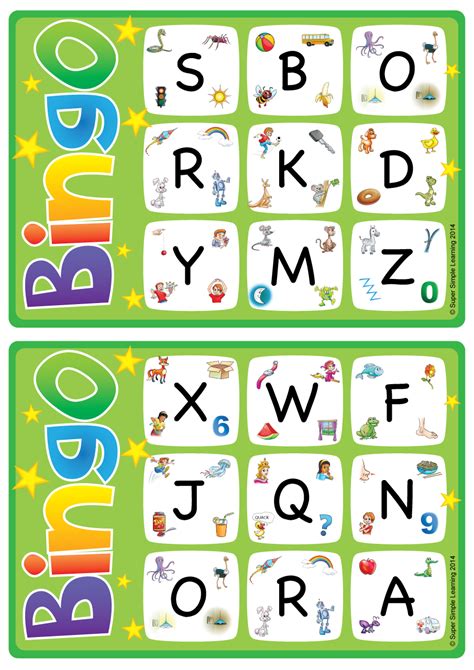 Alphabet/Vocabulary Bingo Game - Uppercase Letters A-Z - Super Simple