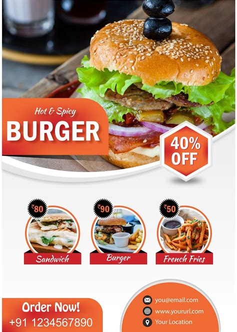 Burger Restaurant Flyer Design Template Cdr File Free Download Kafeel