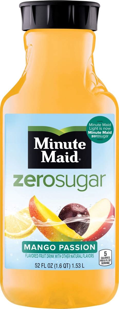 Minute Maid Zero Sugar Mango Passion Fruit Bottle 52 Fl Oz 52 Fl Oz