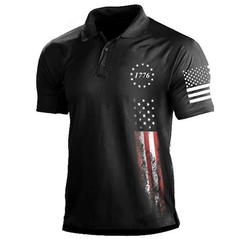 Men S American Flag Patriotic Polo Shirts Golf Shirt Short Sleeve Polo