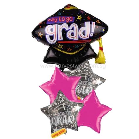 Graduation Cap Balloon Bouquet [bq Grad Cap] 37 90 Helium Balloons