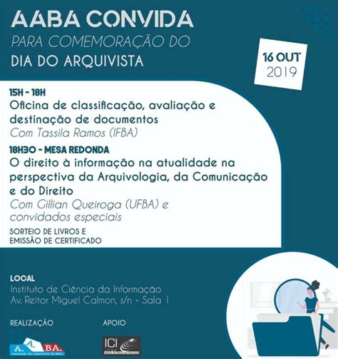 Aaba Promover Atividades No Ici Ufba Em Homenagem Ao Dia Do Arquivista