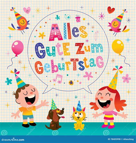 Carte De Voeux Allemande De Joyeux Anniversaire De Geburtstag Allemand