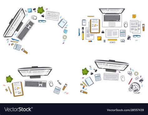 Office Employee Or Entrepreneur Work Desks Vector Image