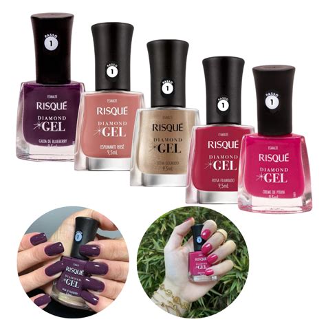 Kit Esmalte Risque Diamond Gel Nude E Rosa Tons Da Moda Manicure Shopee Brasil
