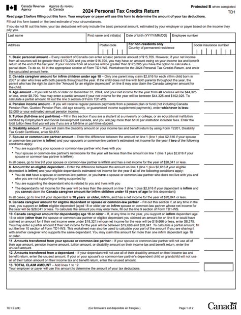 Fillable Form Td1 2024 Edit Sign And Download In Pdf Pdfrun