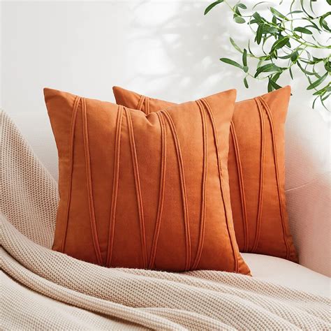 Amazon Top Finel Burnt Orange Spring Decorative Square Throw