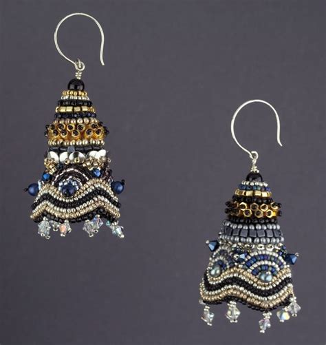 Bead Embroidered Earrings Iconic From Textured Bead Embroidery By