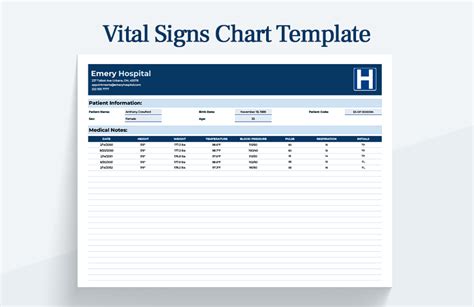 Vital Signs Chart Template - Download in Excel, Google Sheets ... 