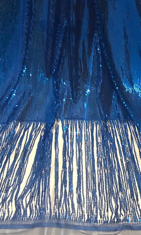 Royal Blue Sequins With Fringe Lace Fabric 50 Width Sold By Etsy