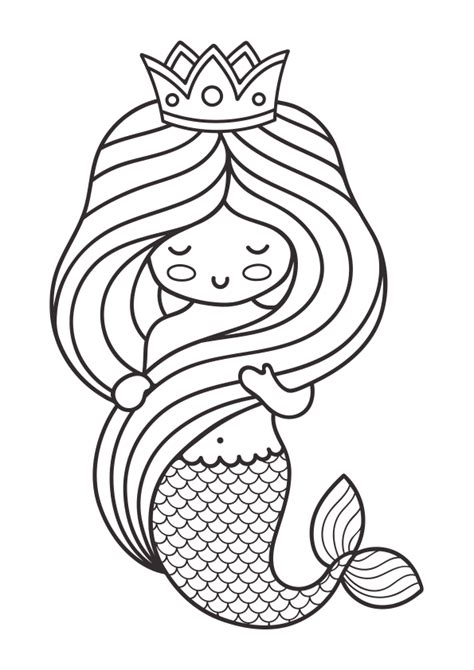 Dibujo Kawaii Para Colorear Una Sirena Encantadora