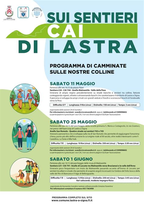 Da Sabato 11 Maggio Tre Camminate Sui Sentieri CAI Di Lastra A Signa