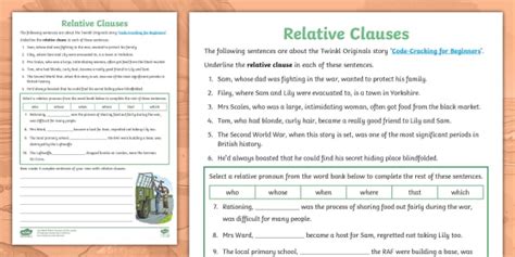 Relative Clauses Ks2 Worksheet Teacher Made Twinkl