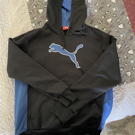 Black and Blue Puma Hoodie No stains or issues Brand... - Depop