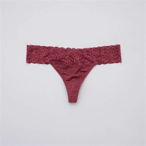 Lot De 3 Strings En Coton Et Dentelle Lingerie Du S Au XXL Bordeaux