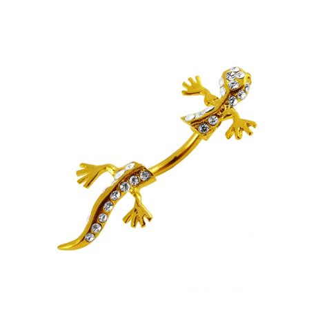 Piercing nombril double salamandre plaqué or